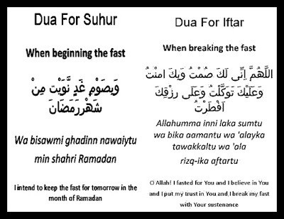 Ramadan Kareem Sehri and iftar dua in Arabic