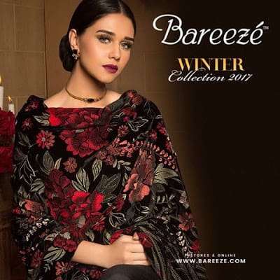 Bareeze winter shawl dresses designs collection 2018 for girls
